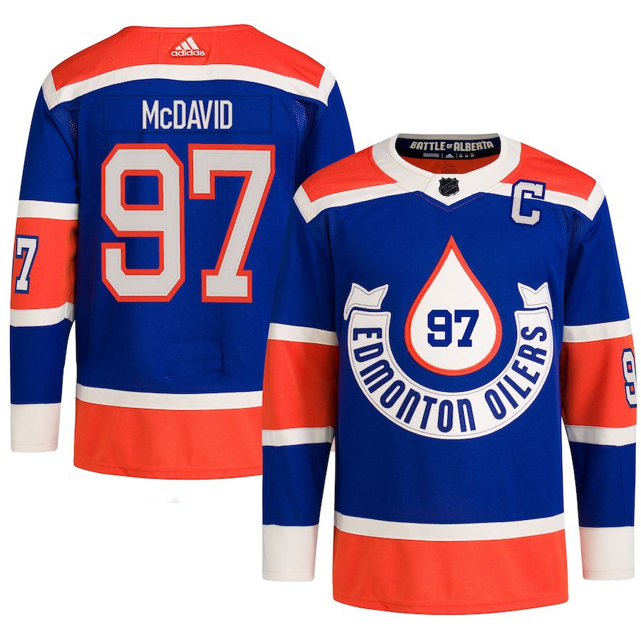 Men Edmonton Oilers 97 Connor McDavid adidas Royal 2023 NHL Heritage Classic Primegreen Authentic Player Jersey